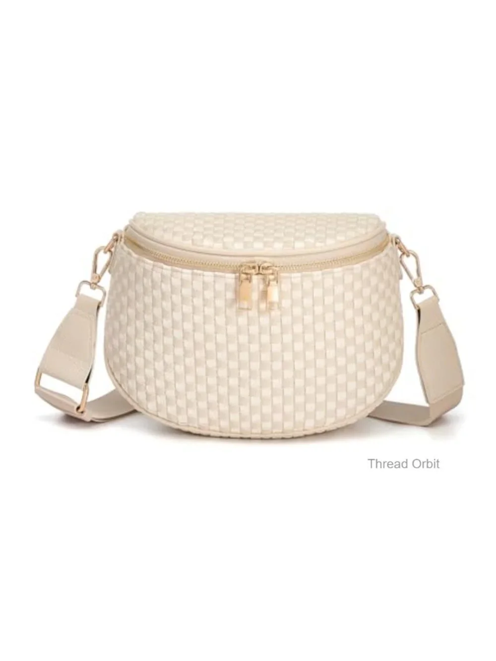 Woven Vegan Leather Crossbody Waist Bag PU Checkered Fanny Pack